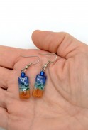 Tiny Rectangle Glass Earrings